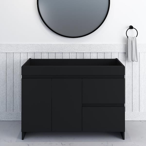 VOLPA USA AMERICAN CRAFTED VANITIES Mace 48 in. W x 18 in. D x 34 in. H Bath Vanity Cabinet without Top in Black with Right-Side Drawers