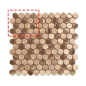 Mix Copper 6 in. x 6 in. Hexagon Mosaic Backsplash Stainless Steel and Aluminum Wall Tile (0.25 sq. ft.)