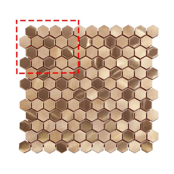 sunwings Mix Copper 6 in. x 6 in. Hexagon Mosaic Backsplash Stainless Steel and Aluminum Wall Tile (0.25 sq. ft.)