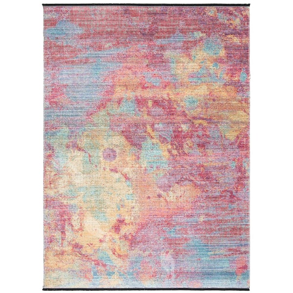 Windsor 8 ft. x 10 ft. Fuchsia/Turquoise Abstract Area Rug