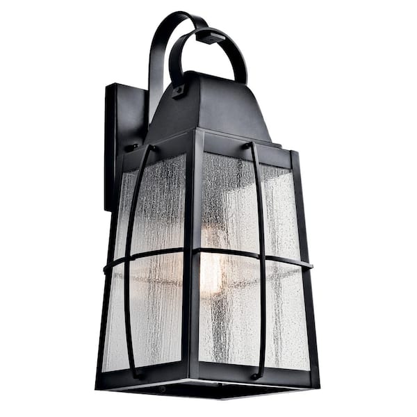 KICHLER Tolerand 20.25 in. 1-Light Textured Black Outdoor Hardwired Wall Lantern Sconce with No Bulbs Included (1-Pack)