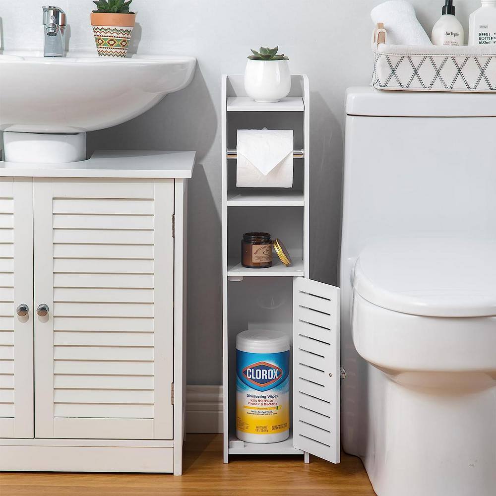 White PVC Small Bathroom Toilet Paper Holder Stand