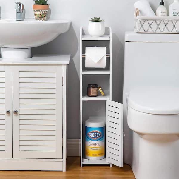 Toilet Paper Holder Stand, Storage Cabinet Beside Toilet for Small