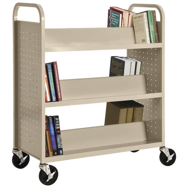 Sandusky 46 in. Putty Metal 3-shelf Cart Bookcase with Locking
