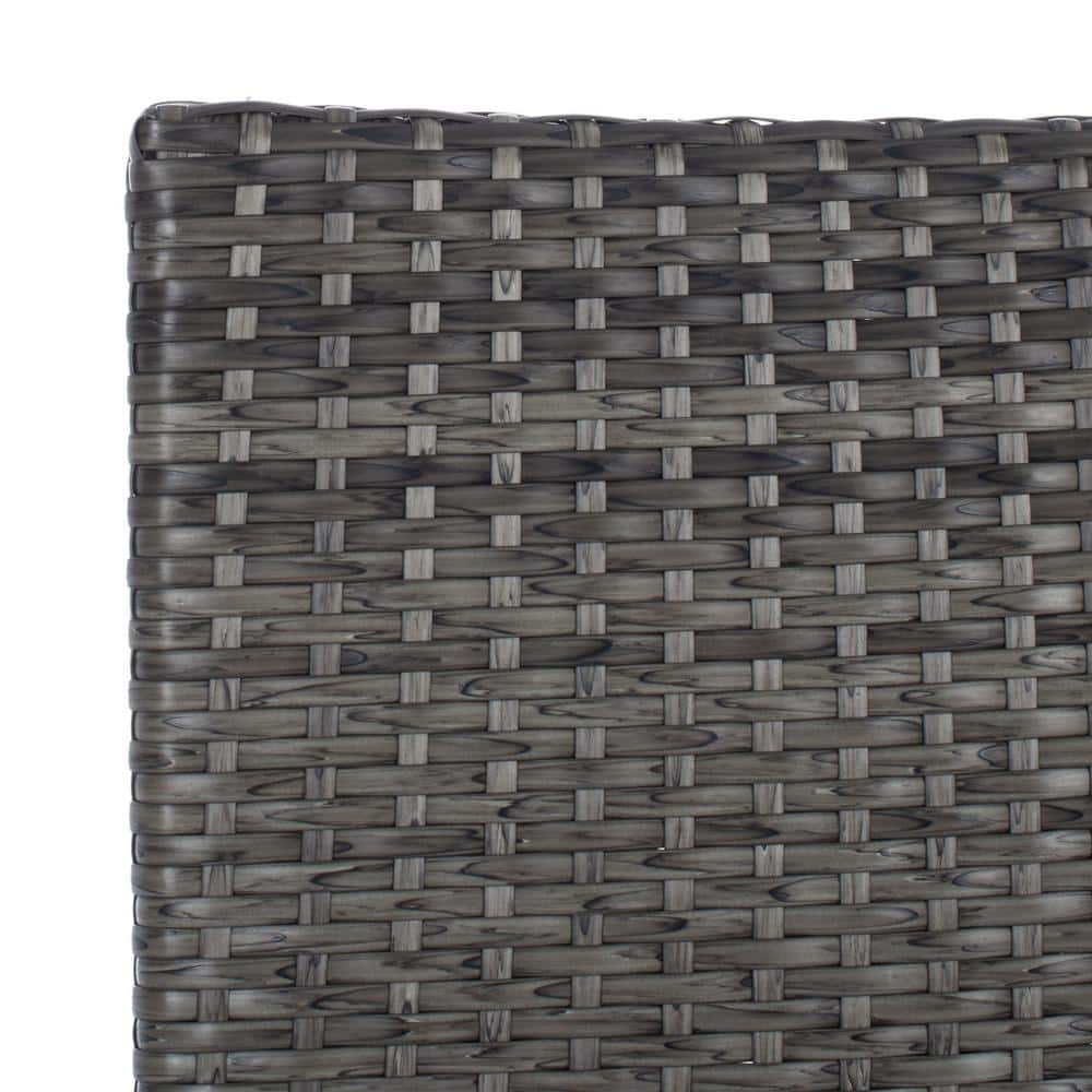 Challe 47" Round Grey Brown Wicker Outdoor Dining Set with White Cushions