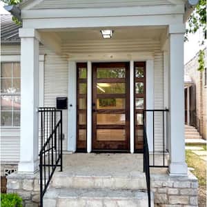 36 in. x 80 in. Contemporary Hemlock 5-Lite Clear Glass Unfinished Wood Front Door Slab
