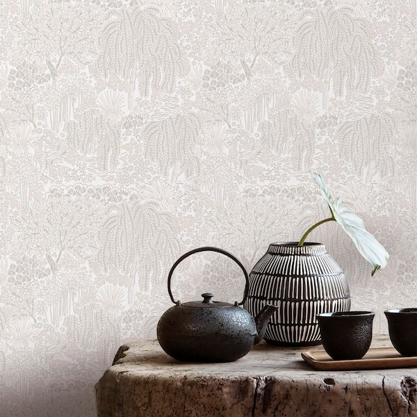 Willow Whisper White Wallpaper