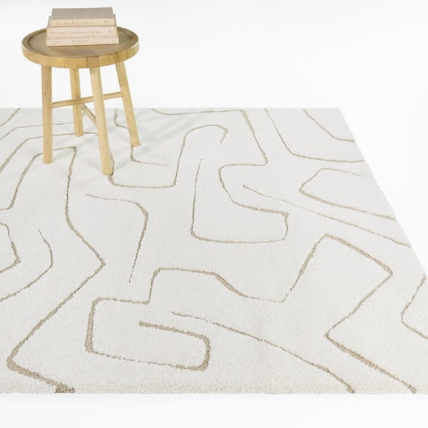 Tanya Beige 7 ft. 10 in. x 10 ft. Abstract Squiggles Area Rug