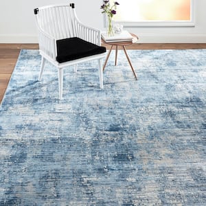 Melrose Lorenzo Blue/Grey 5 ft. x 7 ft. Abstract Area Rug