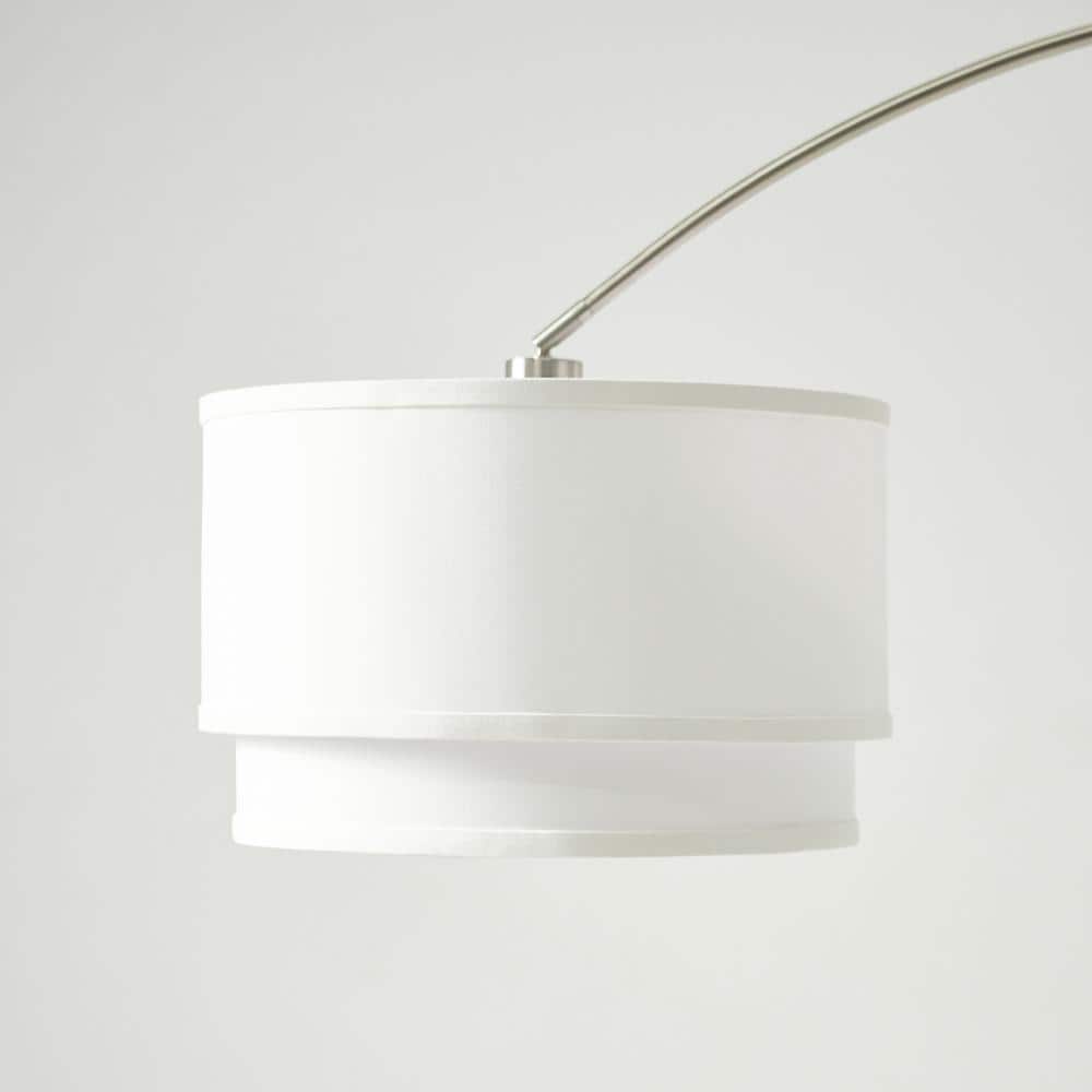 Mason 81" Modern White LED Arc Floor Lamp with Adjustable Drum Shade