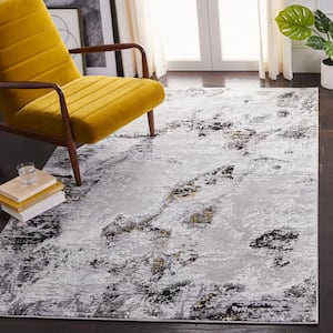 Amelia Gray/Gold 9 ft. x 12 ft. Abstract Distressed Area Rug