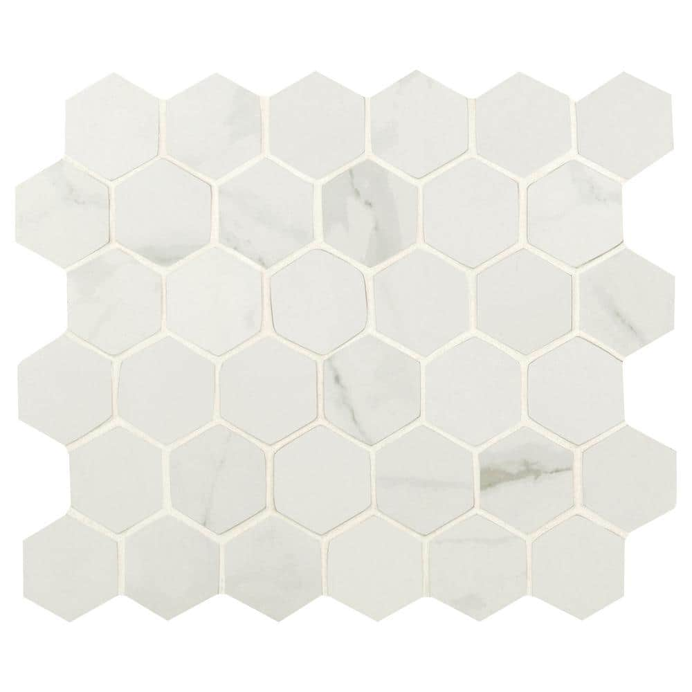 Msi Carrara White Hexagon 12 In. X 12 In. Matte Porcelain Marble Look 