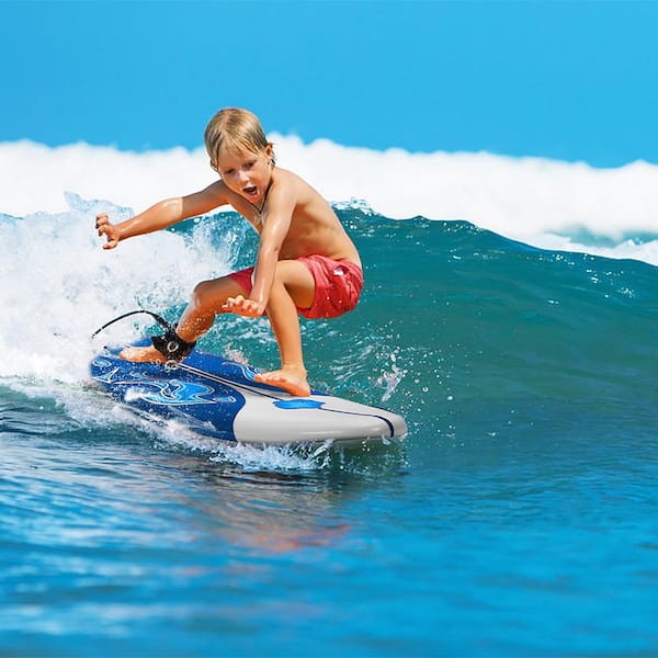 72 in. White Surfboard Foamie Body Surfing Board W/3 Fins & Leash for Kids Adults