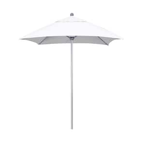 6 ft. Square Silver Aluminum Commercial Market Patio Umbrella with Fiberglass Ribs and Push Lift in Natural Sunbrella