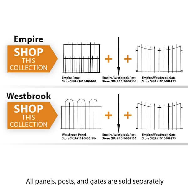 Empire/Westbrook 3 in. x 2.3 in. W x 3.4 ft. H Black Steel Fence Post