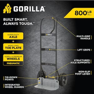 800 lbs. Capacity Steel Hand Truck with Multi-Grip Handle, Wideload Toe Plate, Super Duty Axle with Non-Slip Foot Lever