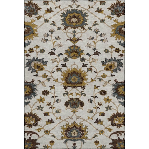 Mayfield Premium Machine Washable Abstract AMF2290 Ivory 5 ft. x 7 ft. 6 in. Area Rug