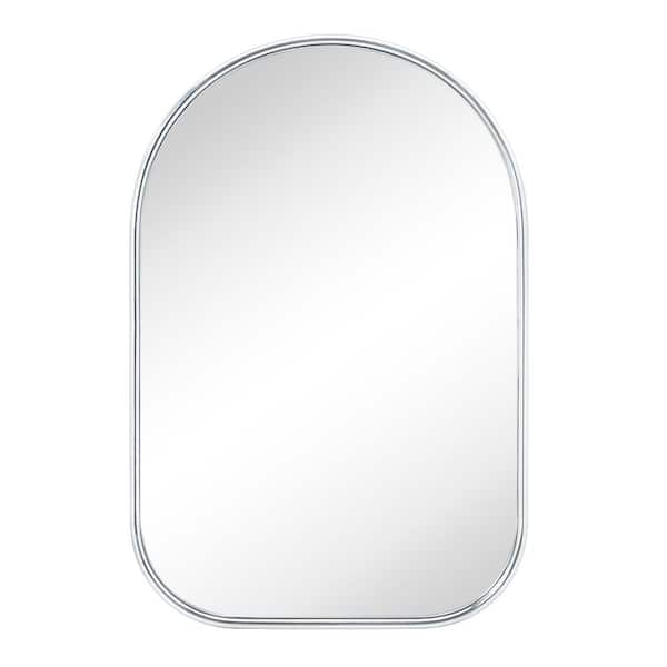 TEHOME FH 20 in. W x 30 in. H Small Arched Framed Wall Mounted Bathroom Vanity Mirror in Chrome