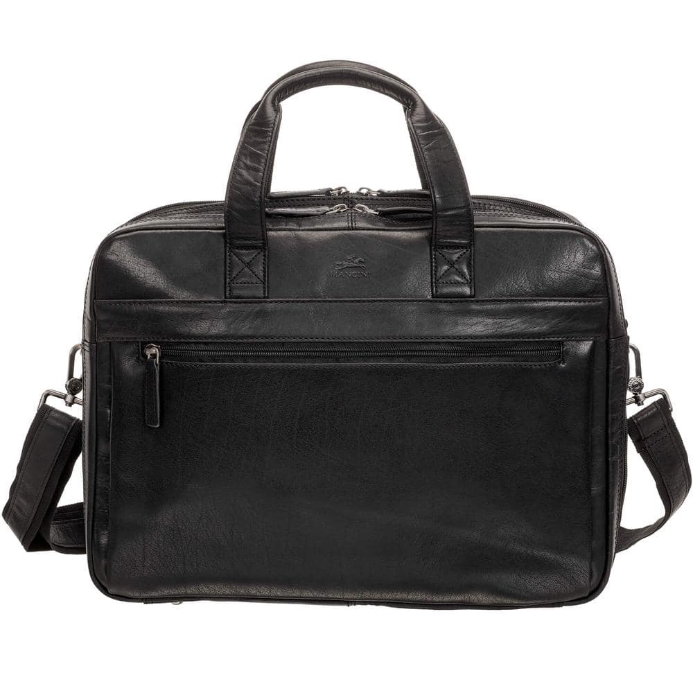 Mancini Buffalo Double Compartment Briefcase for Laptop and Tablet Black