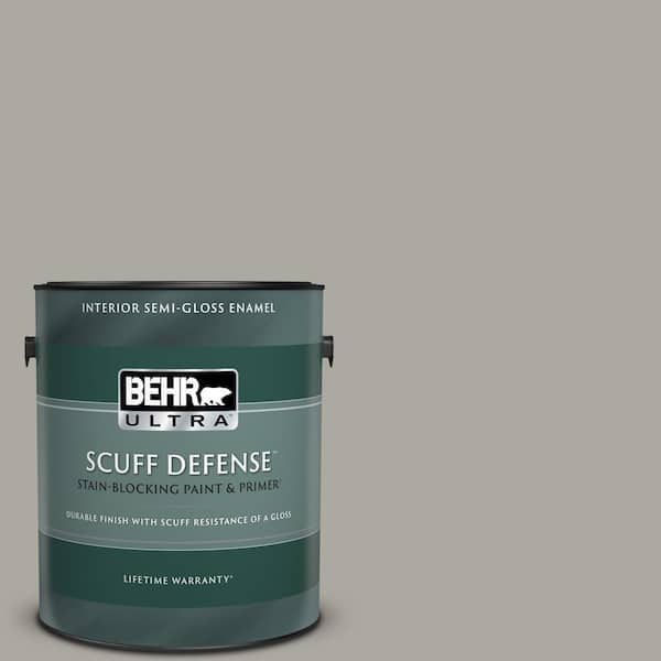 BEHR ULTRA 1 gal. #N360-3 Still Gray Extra Durable Semi-Gloss Enamel Interior Paint & Primer