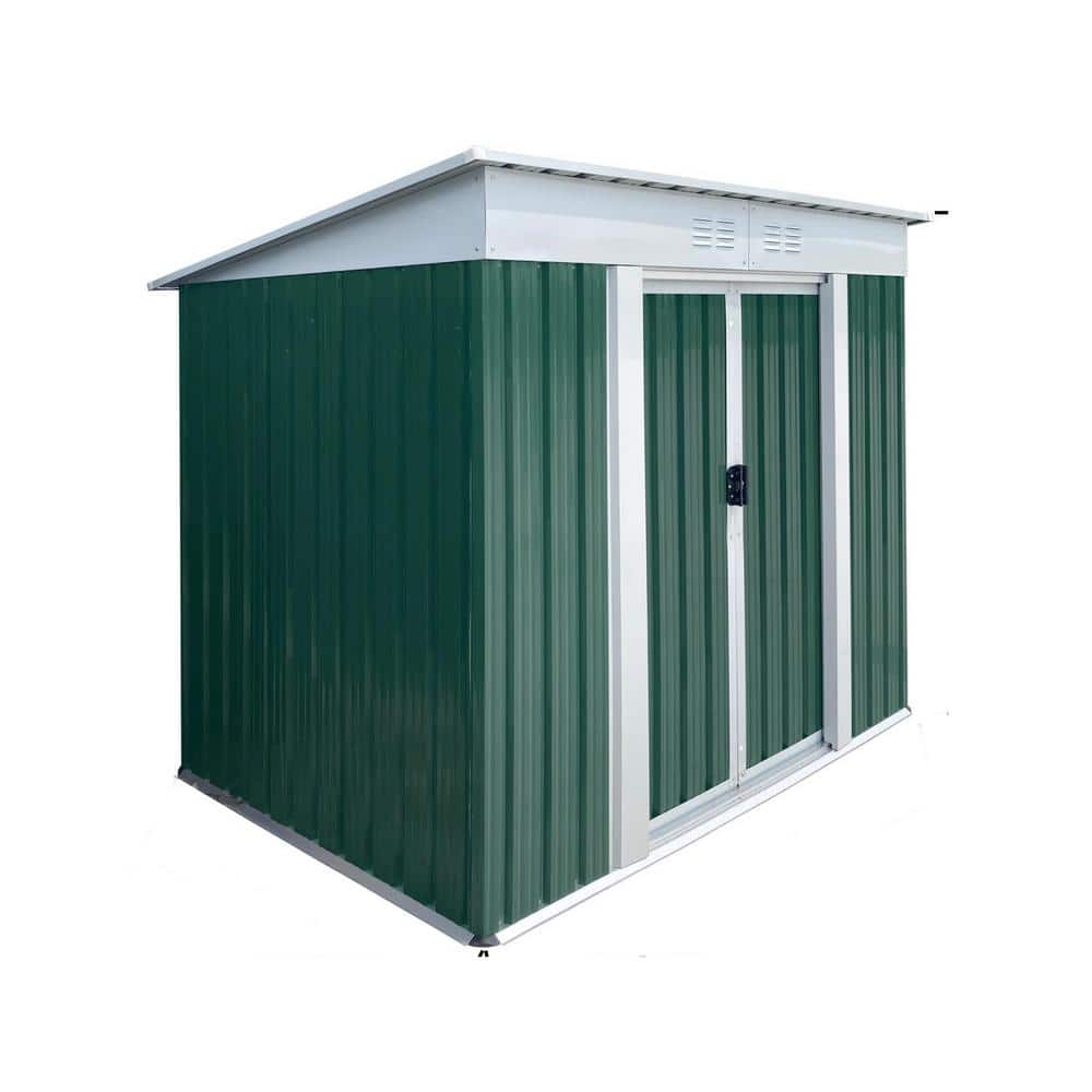 6 ft. W x 4 ft. D Green Outdoor Metal Shed with Doors (24 sq. ft.)