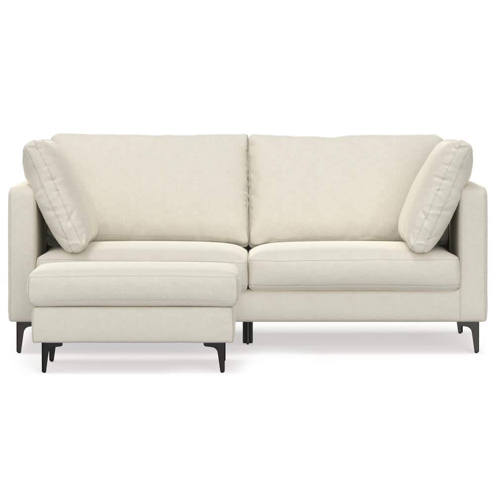 Ava 76-inch Cream Fabric Sofa and Ottoman Set