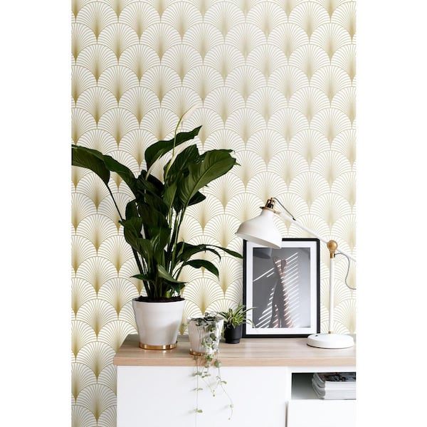 Esta Home Lempicka White Art Deco Motif Wallpaper