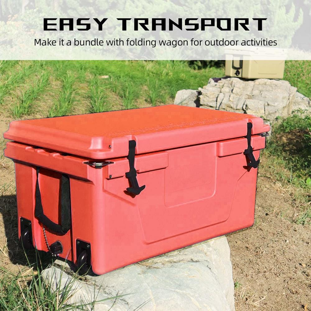 65 QT Red Polyurethane Insulated Chest Cooler with Locking Lid