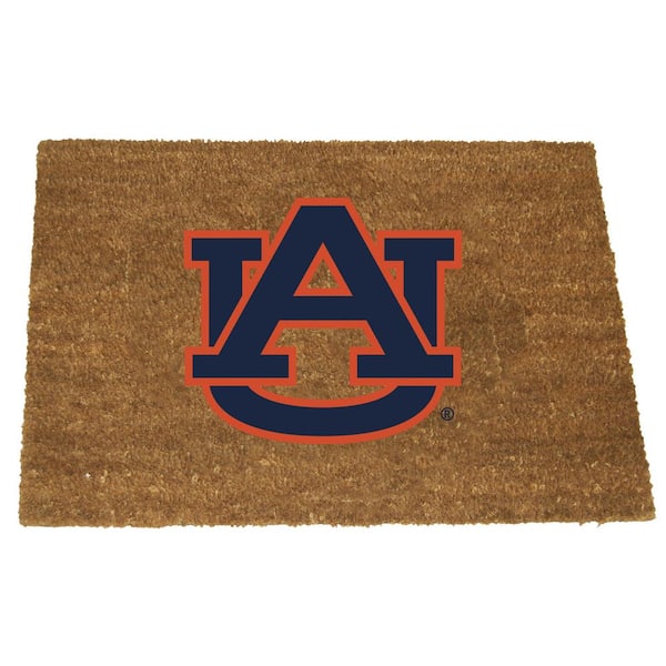 The Memory Company Auburn Brown 29.5 in. x 19.5 in. Coir Fiber Colored Logo Door Mat