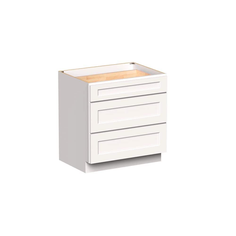 "Shaker Style 33"" W x 24"" D x 34.5"" H Wood Frame Ready to Assemble 3 Drawer Base Kitchen Cabinet in Shaker White" price history on PriceWatchPro