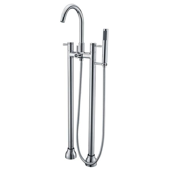 ANZZI Sol Series 3-Handle Freestanding Claw Foot Tub Faucet with Hand Shower in Polished Chrome