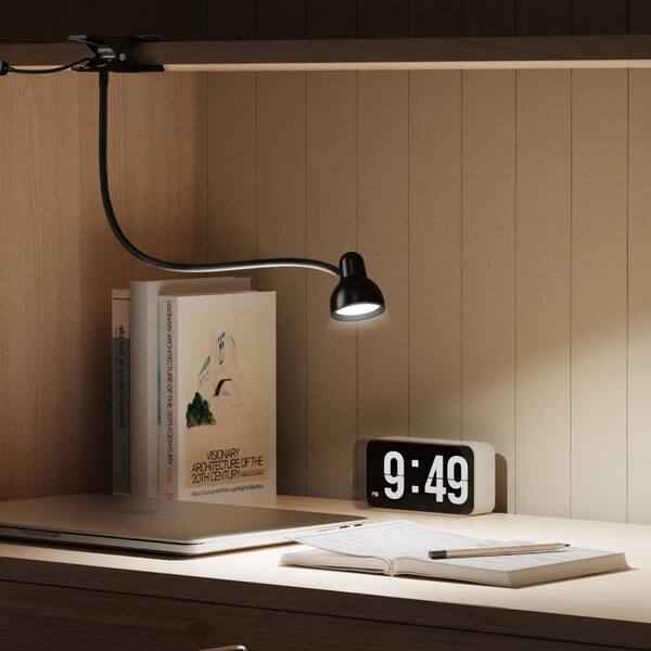 BeamBox 15 in. Black Metal LED Clip-On Desk Lamp with Flexible
