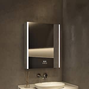 Eos 20 in. W x 28 in. H Rectangular Aluminum Recessed or Surface-Mounted LED Medicine Cabinet with Mirror, Right Hinge