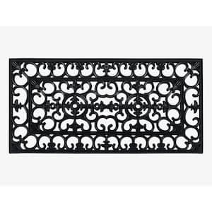A1HC Scrollwork Beautifully Hand Finished for Indoor/Outdoor Use Black 24 in. x 48 in. Rubber Doormat