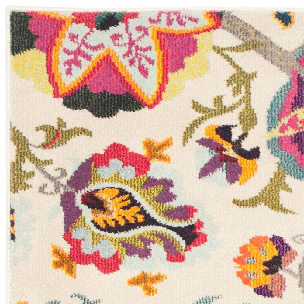 Ivory Floral 47" Soft Synthetic Easy-Care Area Rug