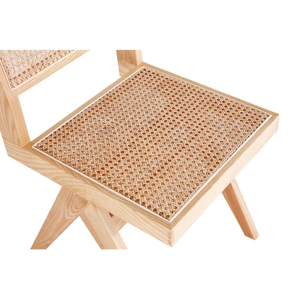 Elevated Nature Cane High-Back Side Chair in Natural Beige