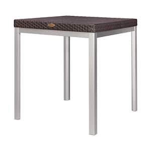 Russ Brown Plastic Outdoor Dining Table with Grey Aluminum Legs