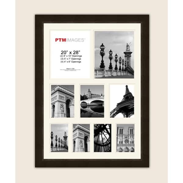 PTM Images 9-Opening 23-1/2 in. x 31-1/2 in. Multi-sized White Matted Espresso Photo Collage Frame