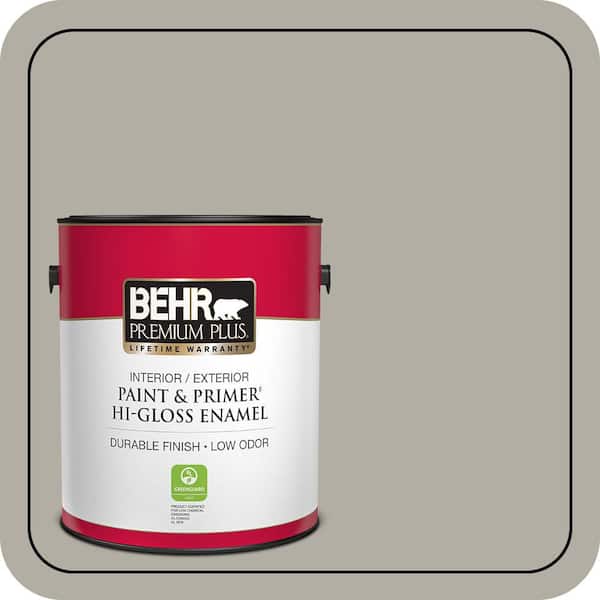BEHR PREMIUM PLUS 1 gal. #790D-4 Granite Boulder Hi-Gloss Enamel Interior/Exterior Paint & Primer