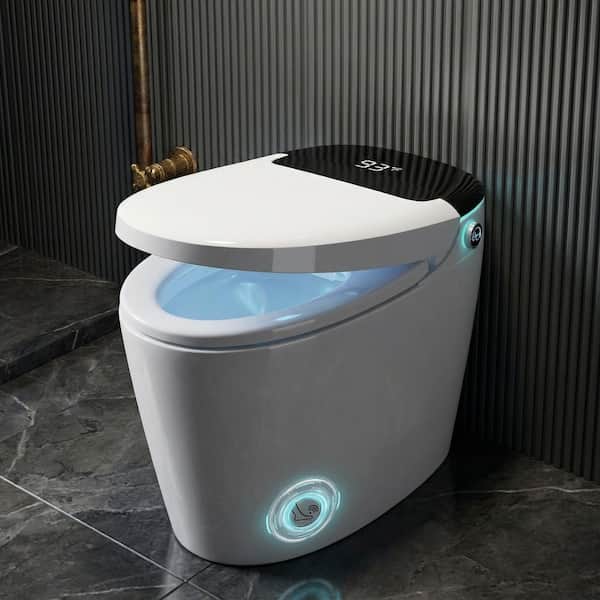 Intelligent Elongated Smart Toilet with Built-in Tank, Auto Open/Close Lid, Heated Seat and Integrated Bidet in White