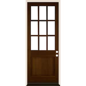 36 in. x 96 in. 9-Lite with Beveled Glass Left Hand Provincial Stain Douglas Fir Prehung Front Door