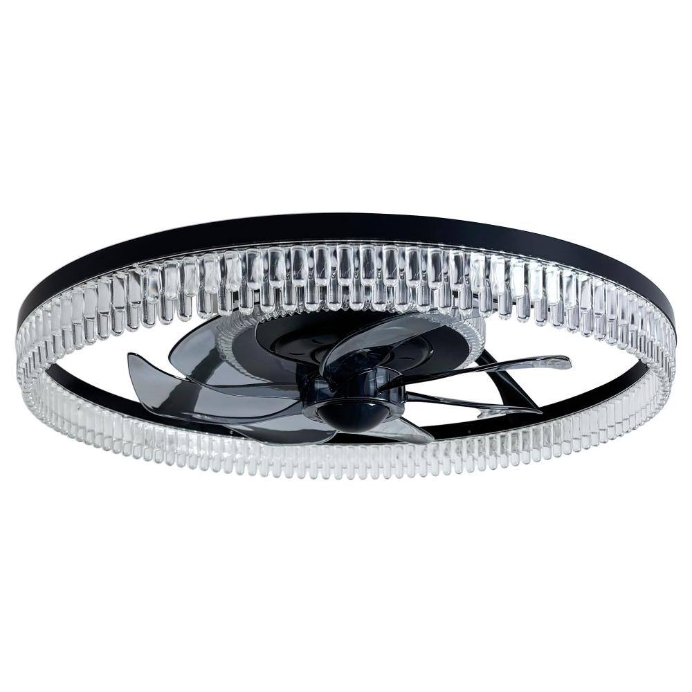 19 in. Indoor Modern RGB Black Low Profile Flush Mount Ceiling Fan with LED Light and Remote Control, Dimmable price history on PriceWatchPro