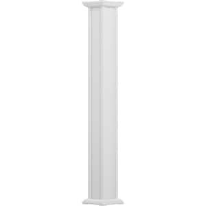 12' x 8" Endura-Aluminum Acadian Style Column, Square Shaft (Load-Bearing 50,000 lbs), Non-Tapered, Textured White