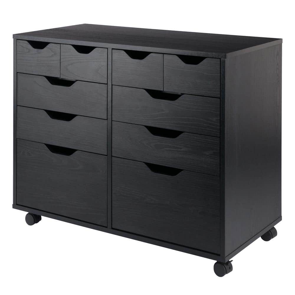 WINSOME WOOD Halifax Black Cabinet with 4 Small and 4 Medium