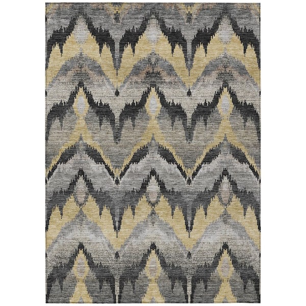 Chantille Machine Washable Indoor/Outdoor Abstract ACN2926 Black 10 ft. x 14 ft. Area Rug