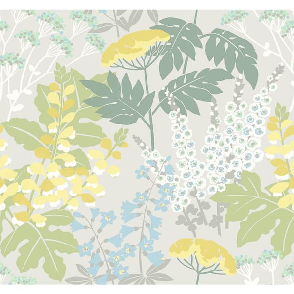 A-Street Prints Multi-Colored Brie Pastel Forest Flowers Wallpaper Border Sample