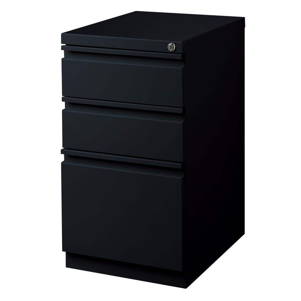 Black 3-Drawer Lockable Mobile Steel File Cabinet