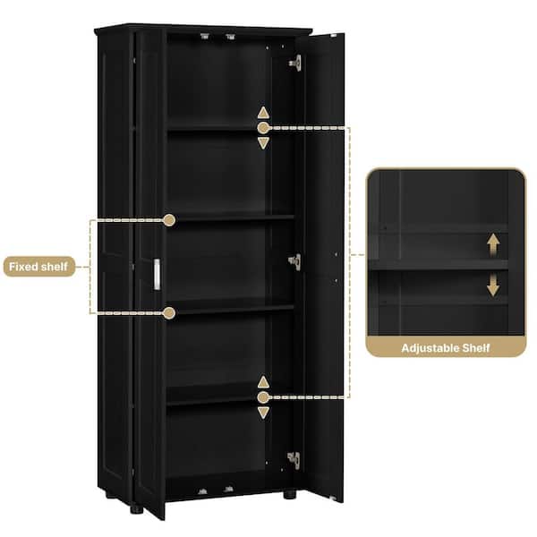 Tenleaf 29.25 in. W x 14.60 in. D x 71.25 in. H Black Wood Linen