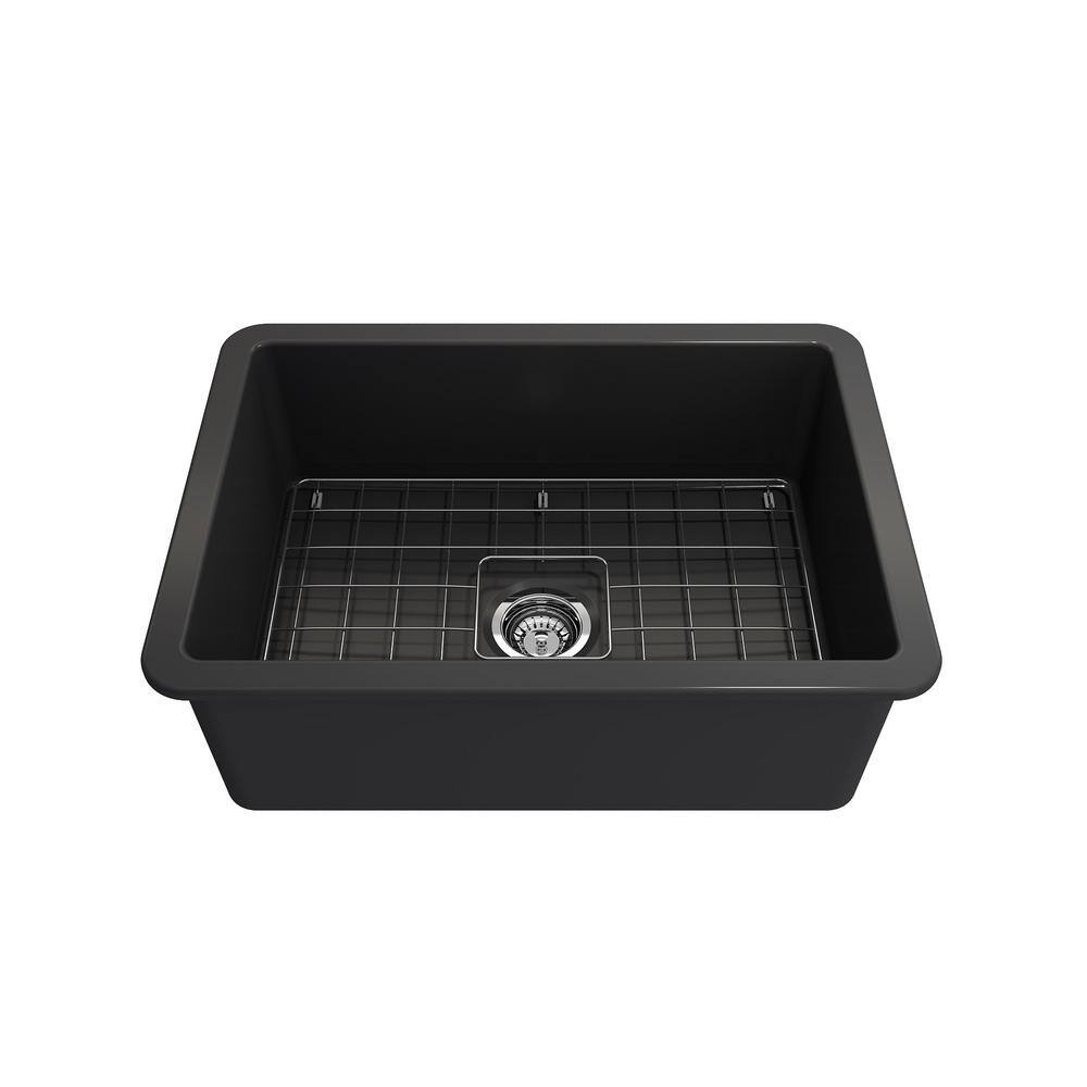 Matte Dark Gray Fireclay Single Bowl Drop-in Kitchen Sink
