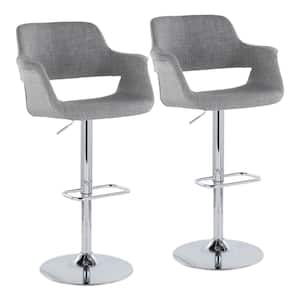 Lumisource Vintage Flair 47.25 in. Grey Fabric Chrome Metal High